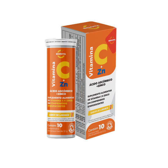 BEMVITA VITA C+ZINCO EFERVESCENTE SABOR LARANJA COM 10 CAPSULAS