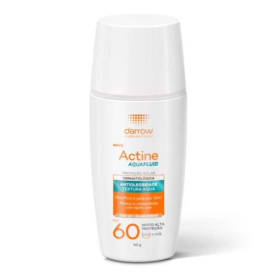 PROTETOR SOLAR FACIAL ACTINE AQUAFLUID FPS60 COR CLARO/MEDIO 40G