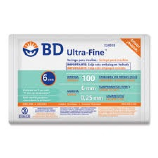 SERINGA BD ULTRA FINE 100 UI 6 X 0,25 PCTE COM 10 UND