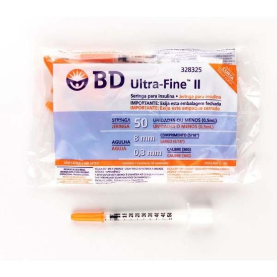 SERINGA BD ULTRA FINE 50 UI AG 8 X 0,3 PCTE COM 10 UNID