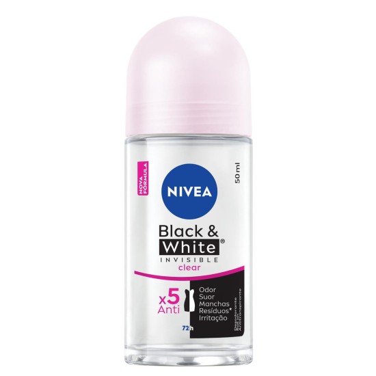 DESODORANTE ROLLON NIVEA FEM INVISIBLE BLACK WHITE CLEAR 50ML