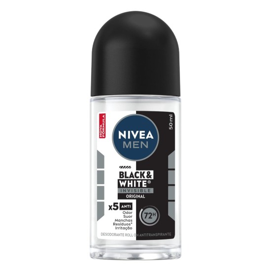 DESODORANTE ROLLON NIVEA MEN INVISIBLE BLACK WHITE 50ML