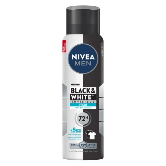 DESODORANTE AEROSOL SOL NIVEA MEN INVISIBLE BLACK WHITE FRESH 150ML