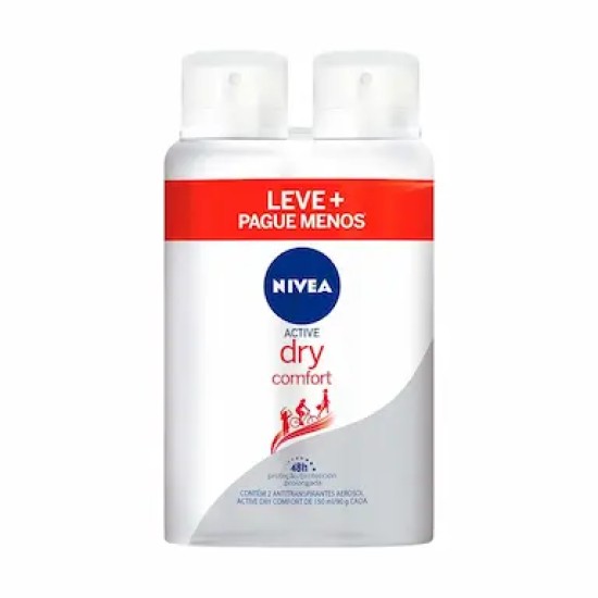 DESODORANTE AEROSOL SOL NIVEA FEM DRY COMFORT 2X150ML 50% DESC