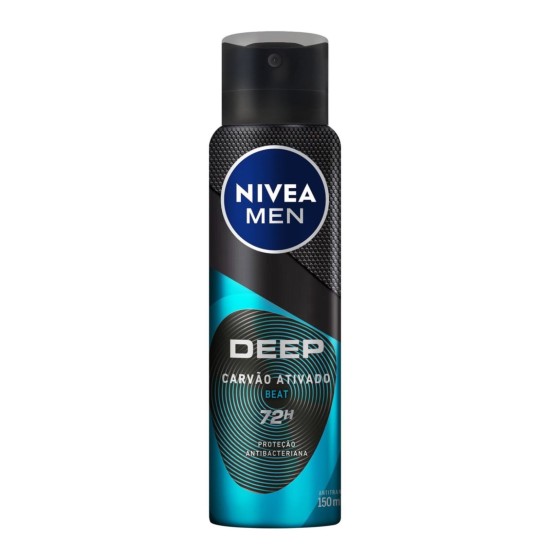 DESODORANTE AEROSOL SOL NIVEA MEN DEEP BEAT CARVAO ATIVADO 150ML