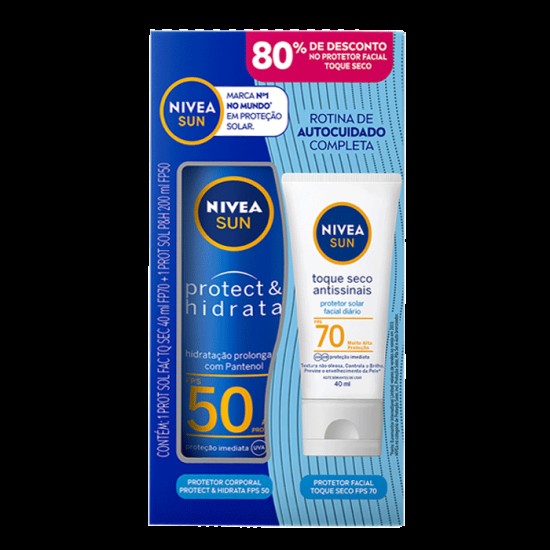 KIT NIVEA SUN PROTECT E HIDRATA FPS50+FACIAL FPS70