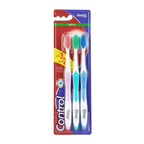 ESCOVA DENTAL AMIS FAMILY CONTROL MEDIA COM 3 UND