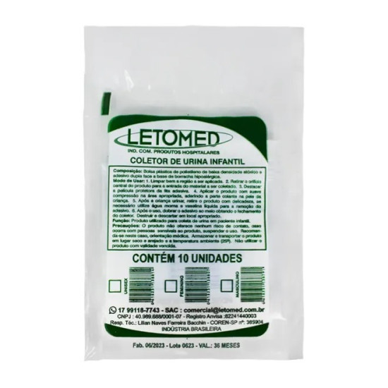 COLETOR DE URINA INFANTIL UNISSEX LETOMED