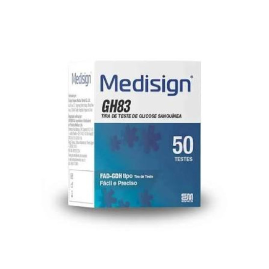 TIRAS DE TESTE DE GLICOSE MEDISIGN COM 50 UNIDADES