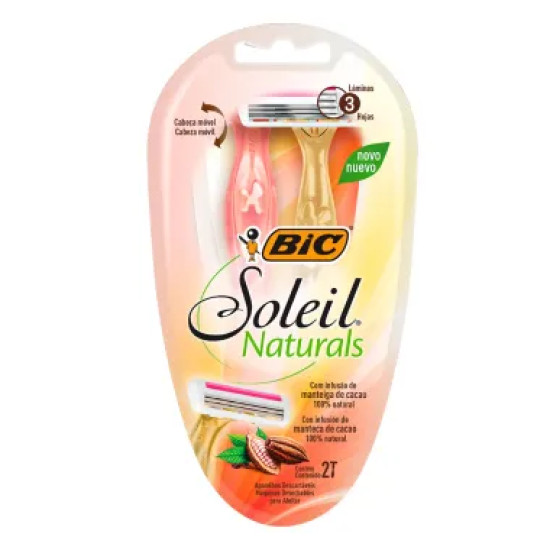 APARELHO BARBEAR FEMININO BIC SOLEIL NATURALS COM 2 UN