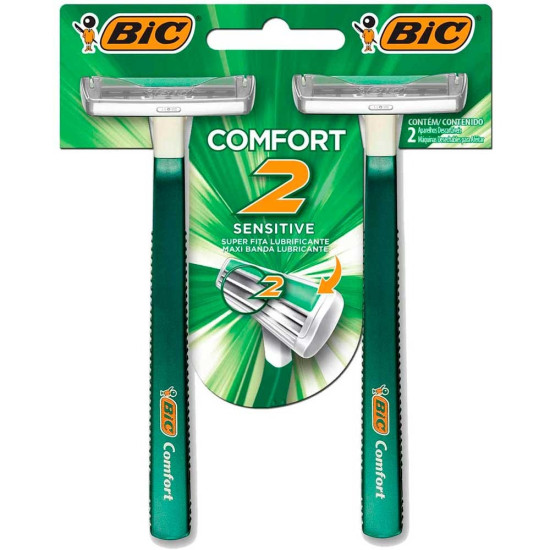 APARELHO BARBEAR BIC COMFORT II PELE SENSIVEL COM 2 UND