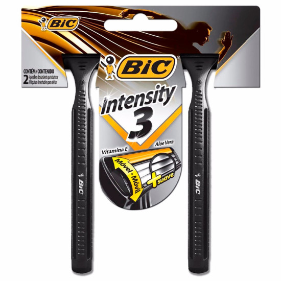 APARELHO BARBEAR BIC INTENSITY3 PRETO COM 2 UND