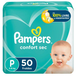 FRALDAS PAMPERS CONFORT SEC MEGA P COM 50 UND