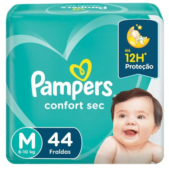 FRALDAS PAMPERS CONFORT SEC MEGA M COM 44 UND
