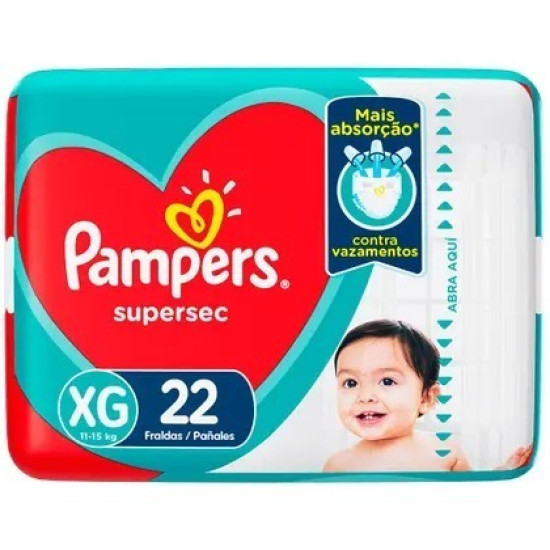 FRALDAS PAMPERS SUPERSEC TAM XG COM 22 UND