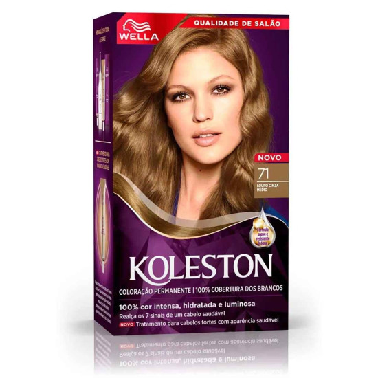 TINTURA DE CABELO KOLESTON 71 LOURO CINZA MEDIO