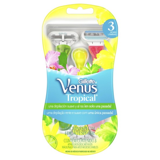 APARELHO DE BARBEAREAR GILLETTE VENUS TROPICAL C/3 UN