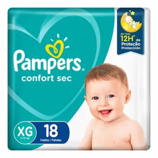 FRALDA PAMPERS CONFORT SEC XG C/18UN