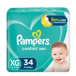 FRALDA PAMPERS CONFORT SEC MEGA XG C/34UN