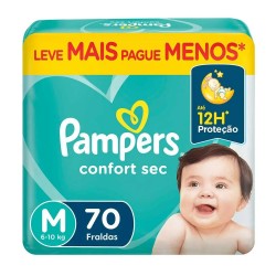 FRALDA PAMPERS CONFORT SEC SUPER M C/70 UND