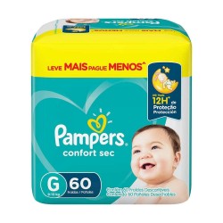 FRALDA PAMPERS CONFORT SEC SUPER G C/60 UND