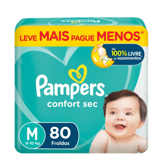 FRALDAS PAMPERS CONFORT SEC M 80 UND