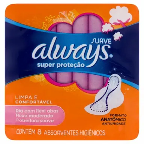ABSORVENTE ALWAYS SUP PROTETOR SUAVE C/ABAS C/8 UND