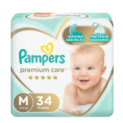 FRALDAS PAMPERS PREMIUM CARE M COM 34 UND