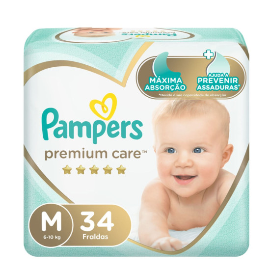 FRALDAS PAMPERS PREMIUM CARE M COM 34 UND