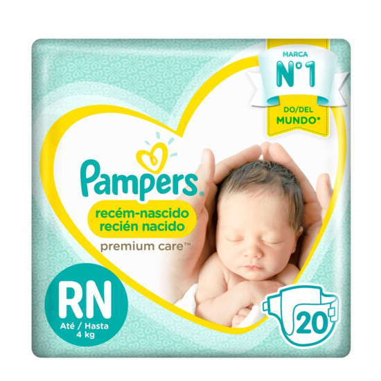 FRALDAS PAMPERS PREMIUM CARE RN COM 20 UND