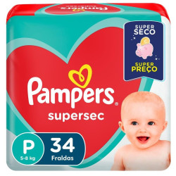 FRALDAS PAMPERS SUPERSEC PACOTAO P COM 34 UND