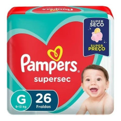 FRALDAS PAMPERS SUPERSEC PACOTAO G COM 26 UND