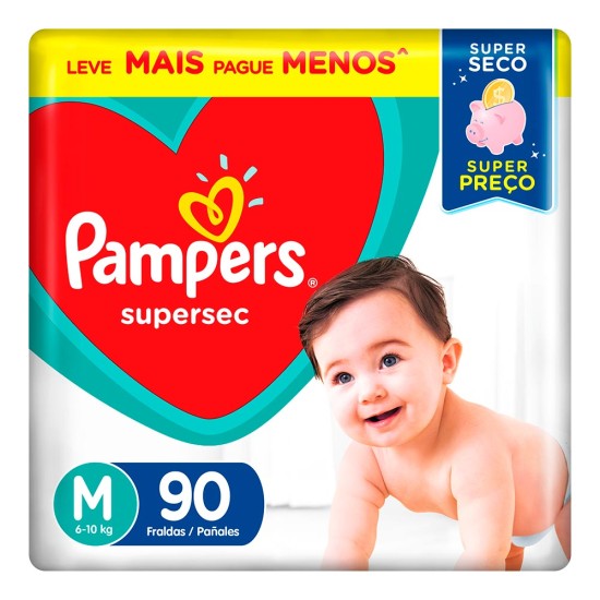 FRALDA PAMPERS SUPERSEC JUMBO M C/90 UND
