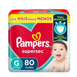 FRALDA PAMPERS SUPERSEC JUMBO G C/80 UND
