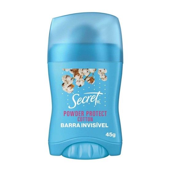 DESODORANTE SECRET BARRA INVISIVEL POWDER PROTECT COTTON 45G