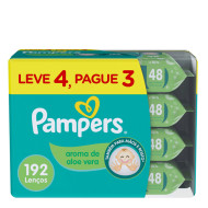 KIT LENCO UMEDECIDO PAMPERS ALOE VERA COM 48 UND LV4 PG3