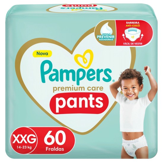 FRALDA PAMPERS PREMIUM CARE PANTS XXG C/60 UNI