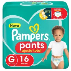 FRALDA PAMPERS AJUSTE TOTAL PANTS G C/16UN