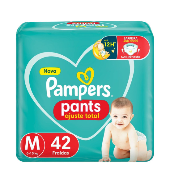FRALDAS PAMPERS PANTS TAM M COM 42 UND