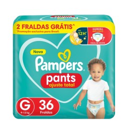 FRALDA PAMPERS AJUSTE TOTAL PANTS G C/36UN