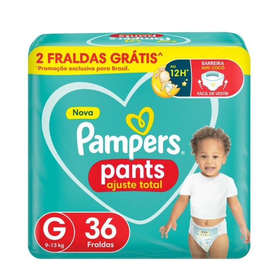 FRALDA PAMPERS AJUSTE TOTAL PANTS G C/36UN