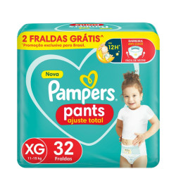 FRALDAS PAMPERS AJUSTE TOTAL PANTS XG COM 32 UND