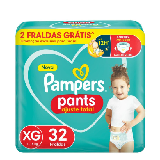 FRALDAS PAMPERS AJUSTE TOTAL PANTS XG COM 32 UND