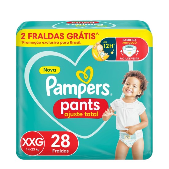 FRALDA PAMPERS AJUSTE TOTAL PANTS XXG C/28UN