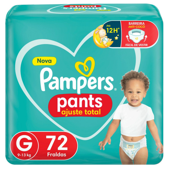FRALDAS PAMPERS AJUSTE TOTAL PANTS G COM 72 UND