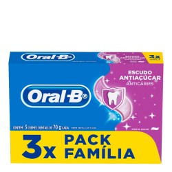 KIT CREME DENTAL ORAL B ESCUDO ANTIACUCAR 70G C/3