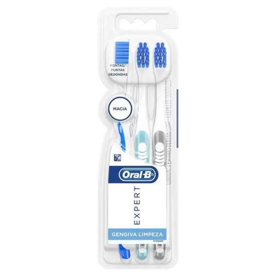 ESCOVA DENTAL ORAL B EXPERT GENGIVA LIMPEZA COM 3 UNID