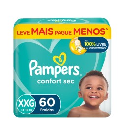 FRALDA PAMPERS CONFORT SEC XXG C/60 UNI