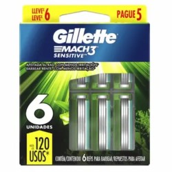 CARGA GILLETTE MACH3 SENSITIVE LV8 PG6