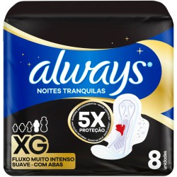 ABSORVENTE ALWAYS NOITES TRANQUILAS SUAVE XG C/ ABSORVENTE C/ 8UND